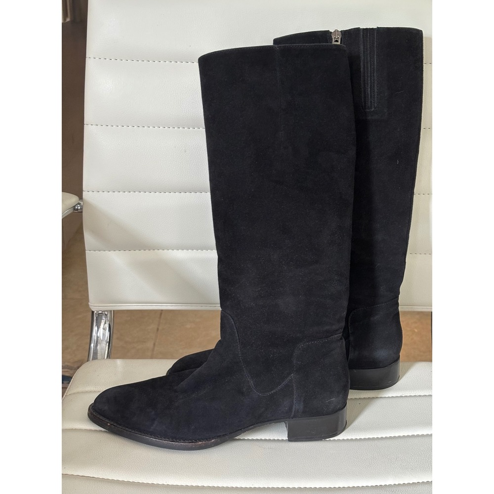 Aquatalia Marvin K Black Suede Tall Boots Made in Italy Pointed Toe Size 9